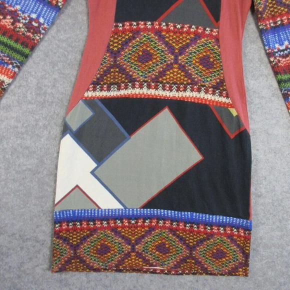 Desigual Art to Wear Womens Bodycon Knit Mini Dress Long Sleeve Large 348 - Picture 5 of 13